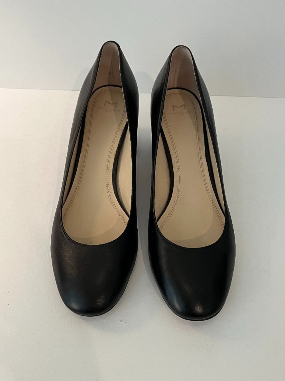 Marc Fisher LTD Black Leather Block Heel Round Toe Pumps Women's Size 11M